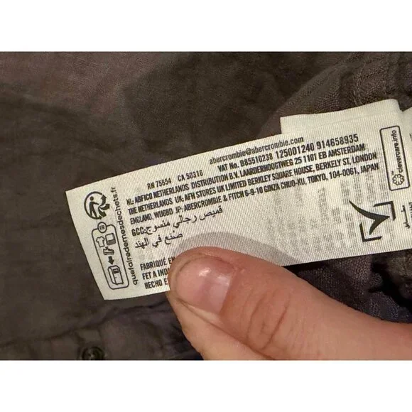 Abercrombie & Fitch Linen Collection Long Sleeve Button Up Shirt Mens XS Grey - Picture 4 of 7